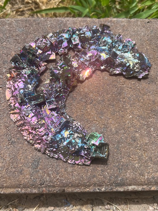 Other - 🌈 Large Rainbow Bismuth Crystal Crescent Moon Display Speciman